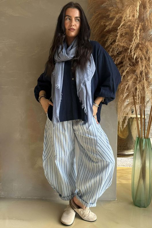 Laurie Cushion Cotton Blouse Navy